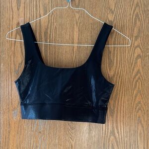 Fabletics NWT Black Shiny Crop Top Size M